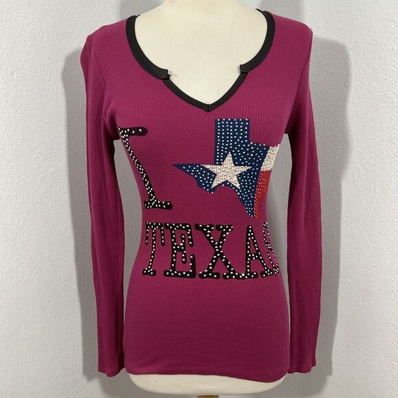 Vocal‎ T Shirt Womens Medium Rhinestone Texas Bell Swan Y2K 2000 USA - Picture 1 of 10